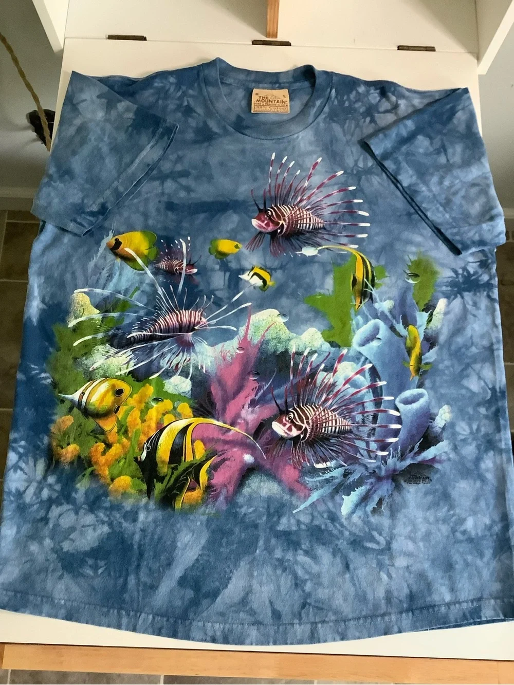 The Mountain Blue Tie-Dye Tropical Fish & Coral Graphic Tee